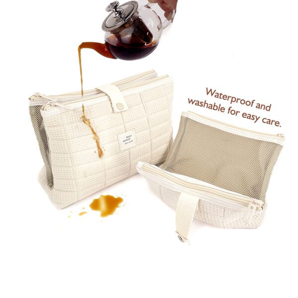 Waffle cotton makeup bag