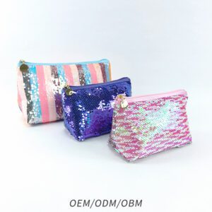 Makeup bags with sequins fabric changes